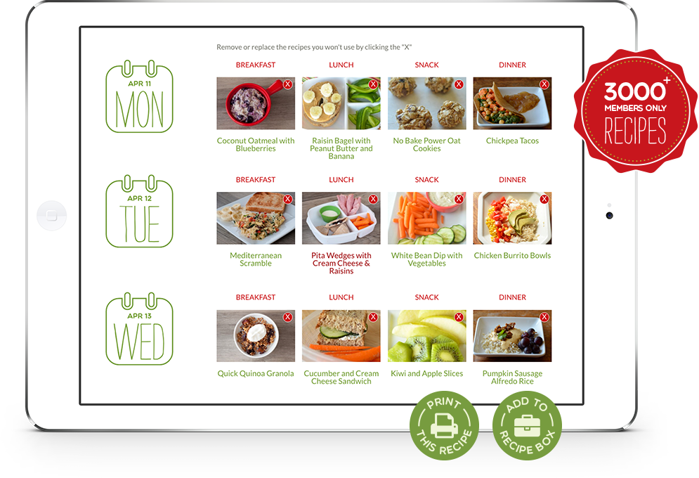 Meal plan screen shot
