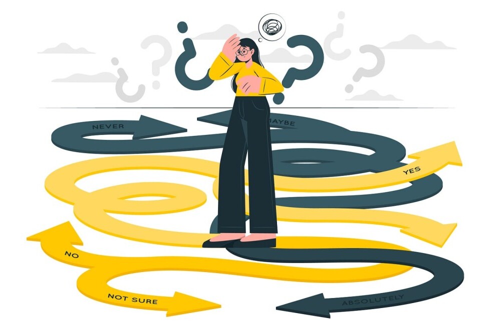 Woman trying to choose options