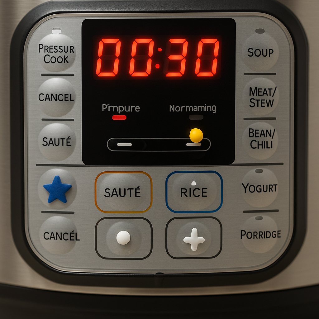 Image of the control panel on an instant pot